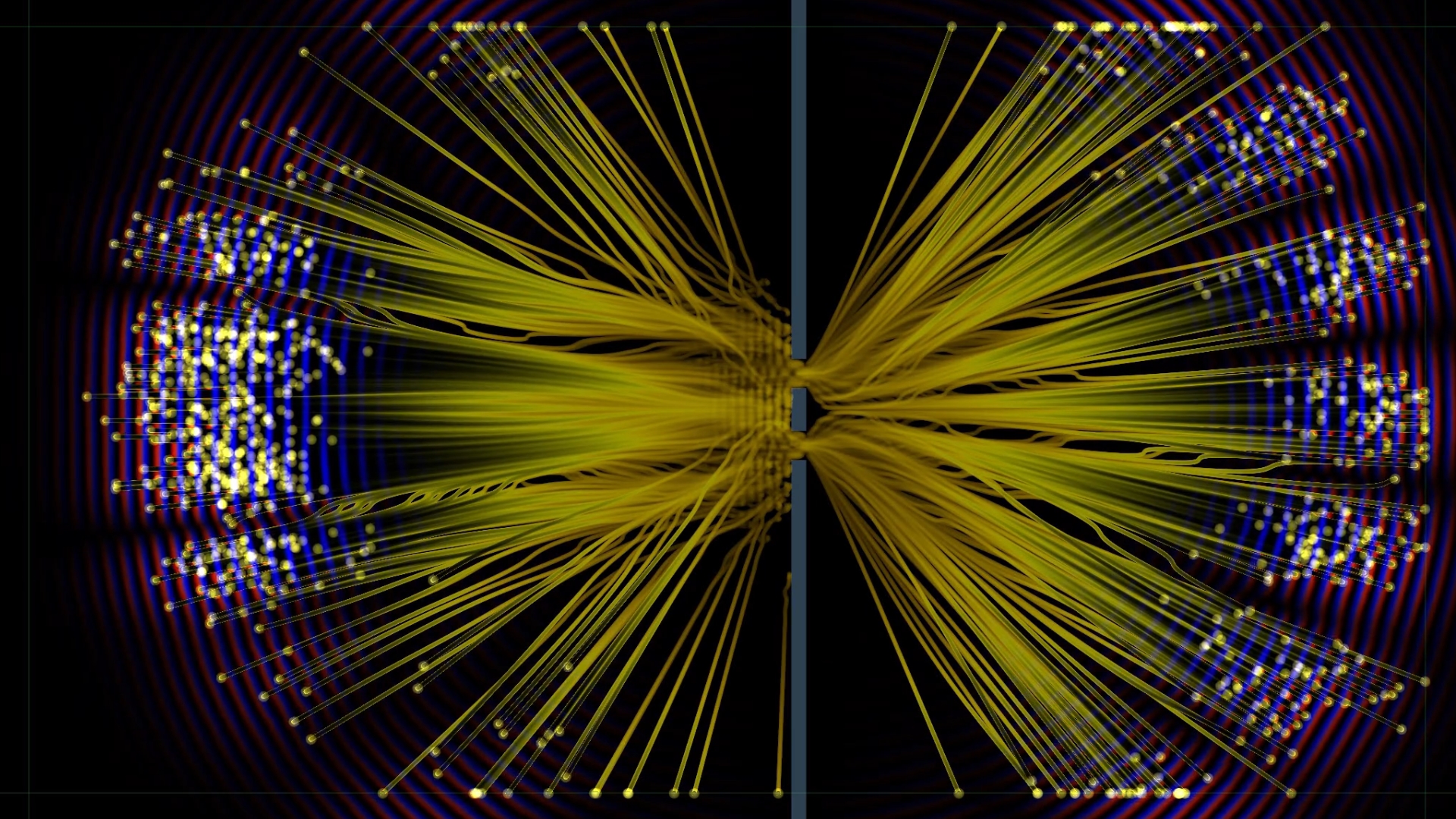 Many Bohmian trajectories forming a double-slit interference pattern